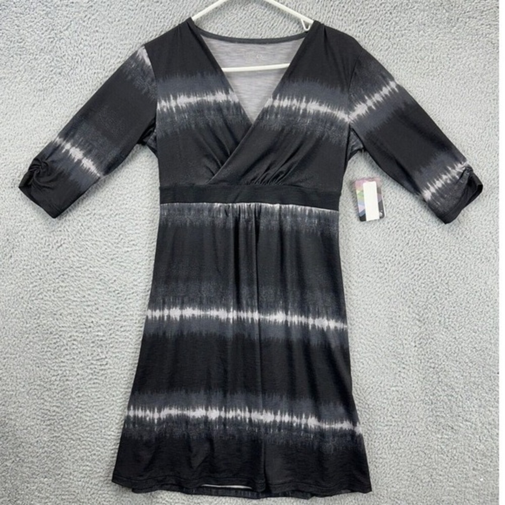 Mountain Hardwear Dress Womens Small Dryspun Black Tie Dye V-Neck A-Line NEW
